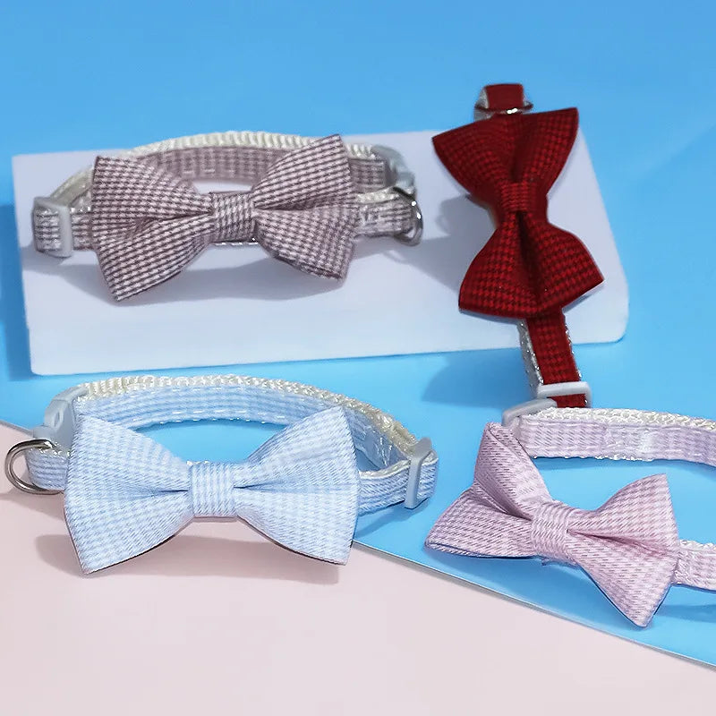 Adjustable Pet Collar with Cute Bow & Bell – Soft, Durable Cat & Dog Necklace for Kittens, Puppies & Pets.