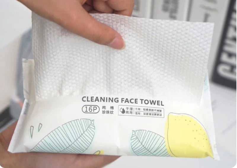 16pcs/bag Soft Face Tissue Pearl Pattern Disposable Face Towel Face Washing Travel Portable Cotton Tissue Wet Dry Multi Use Wipe
