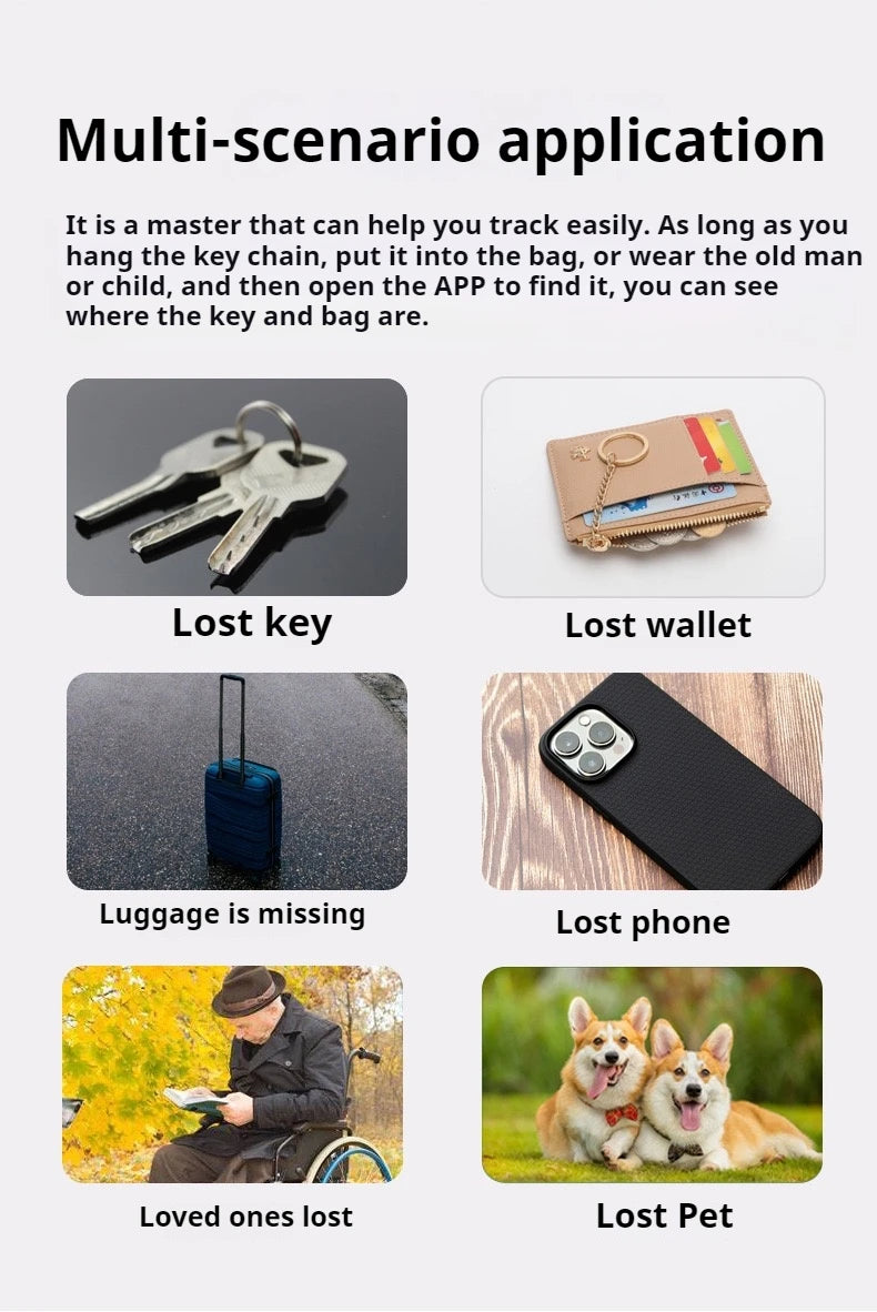 Pet Smart Finder Tracker Key Finder Phone Airtag APP Search With Alarm Real-time Location Children Positioning Smart Pet Locator