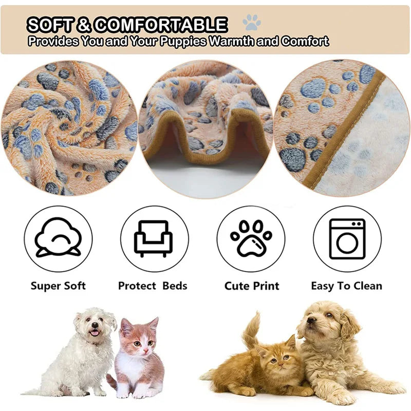 Pet Soft Blankets for Dogs - Fluffy Cats Dogs Blankets for Small Medium & Large Dogs, Cute Print Pet Throw Puppy Blankets Fleece