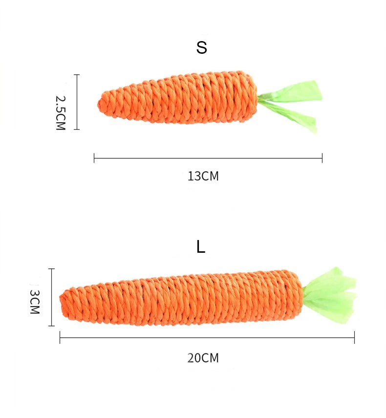 Carrot Pet Cat Toy Paper Rope Chew Toys Built-in Bell Small Animals Cute Pet Toys Wholesale