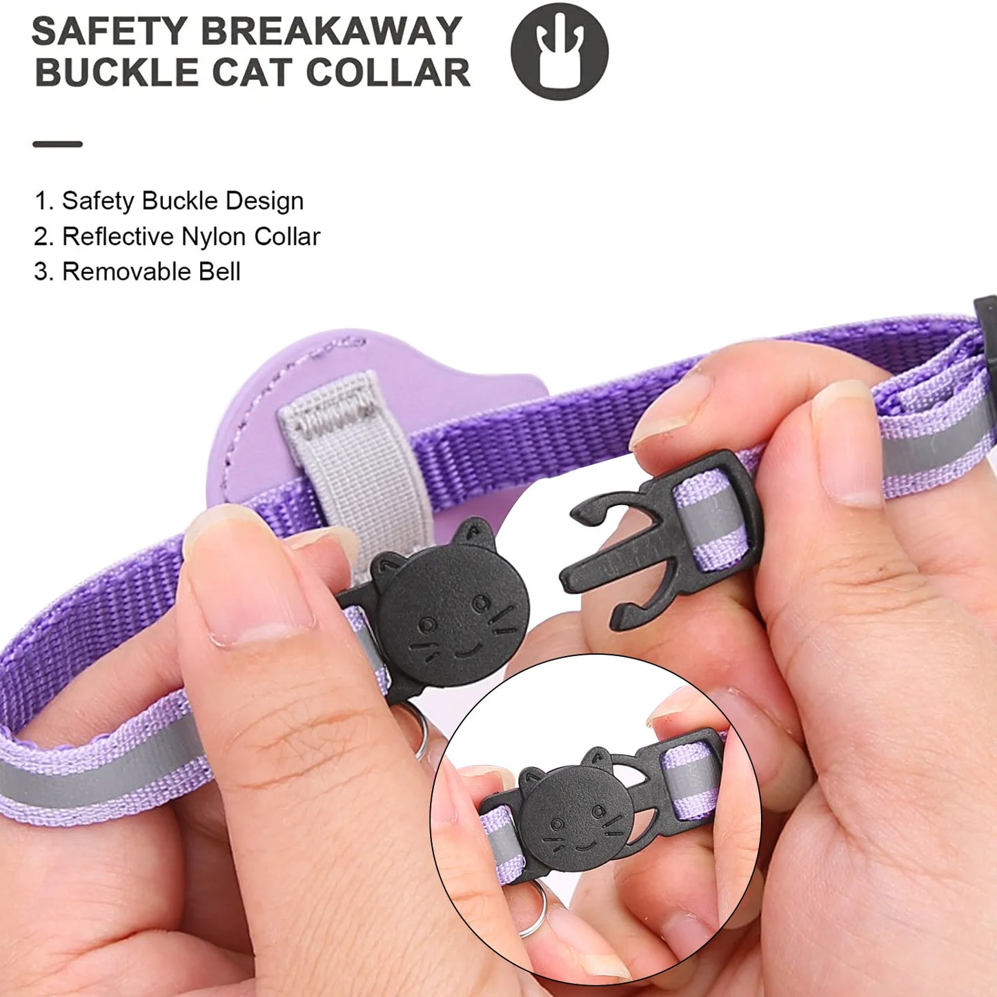 Anti-Lost Pet Cat Collar – Waterproof Reflective Collar with Apple Airtag Holder for Tracking and Positioning (Air Tag not Included).