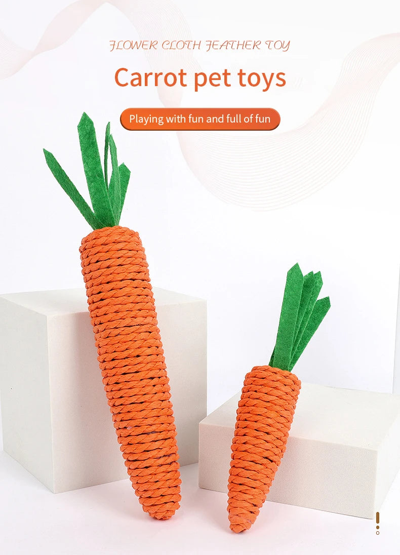Carrot Pet Cat Toy Paper Rope Chew Toys Built-in Bell Small Animals Cute Pet Toys Wholesale