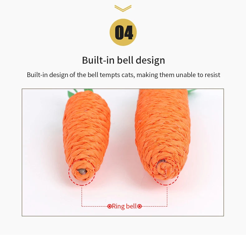Carrot Pet Cat Toy Paper Rope Chew Toys Built-in Bell Small Animals Cute Pet Toys Wholesale