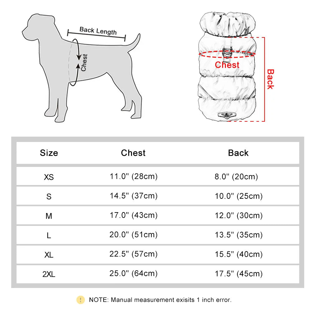 Winter Padded Puppy & Cat Coat Jacket for Small to Medium Dogs, Chihuahua, French Bulldog, Poodle Vest