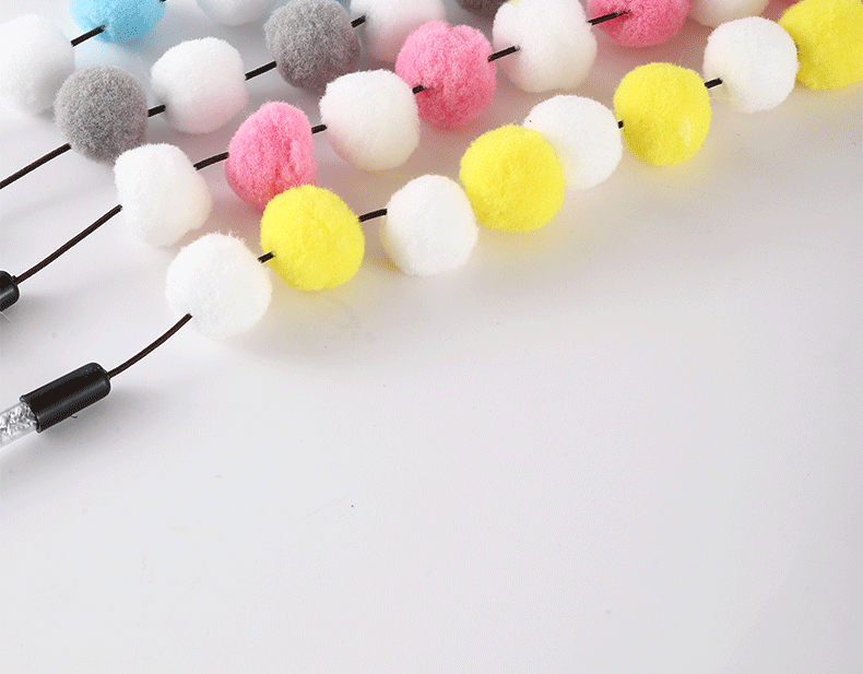 Cat Toys 1pcs Interactive Stick Feather Toys Kitten Teasing Durable Playing Plush Ball Pet Supplies Feather cat teasing stick