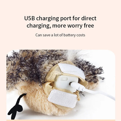 Interactive Cat Toys Rechargeable Chirping Flapping Bird(no Flying) with Catnip for Indoor Cats, Touch Activated Plush Toys