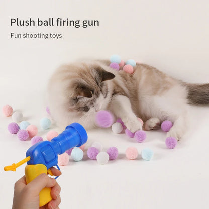 Interactive Launch Training Cat Toys Creative Kittens Mini Pompoms Games Stretch Plush Ball Toys Cat Supplies Pet Accessories