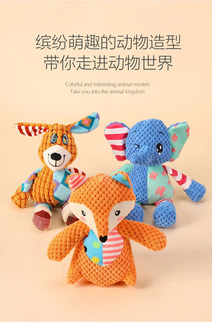 Pet Plush Toy Cat Dog Puzzle Toy Cute Animals Bite Resistant Interactive Squeaky Pet Dog Teeth Cleaning Chew Toy Pet Supplies