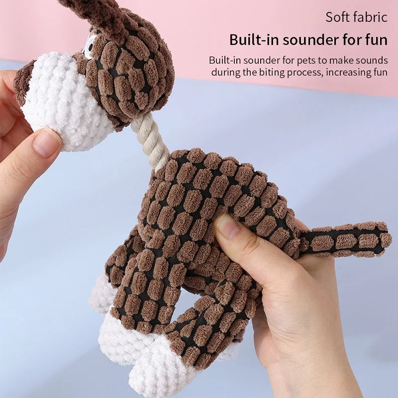 Fun Pet Toy Donkey Shape Corduroy Chew Toy For Dogs Puppy Squeaker Squeaky Plush Bone Molar Dog Toy Pet Training Dog Accessories
