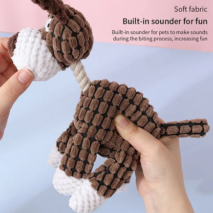 Fun Pet Toy Donkey Shape Corduroy Chew Toy For Dogs Puppy Squeaker Squeaky Plush Bone Molar Dog Toy Pet Training Dog Accessories