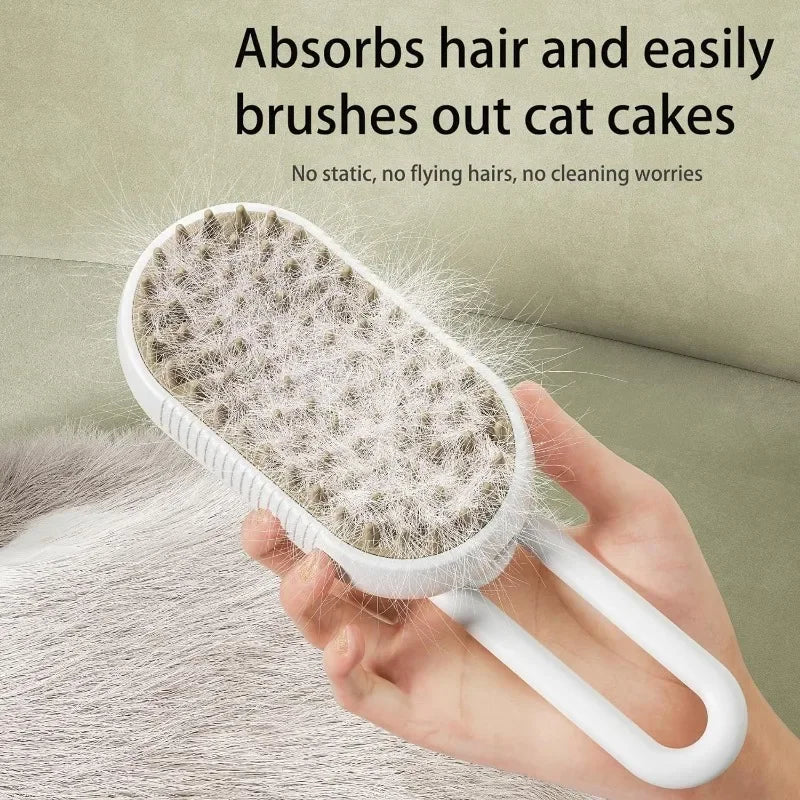 Rechargeable Steam Grooming Brush Steamy To Remove Loose Hair 3 in1 Electric Self Cleaning Spray Dog Brush Massage Pet Combs