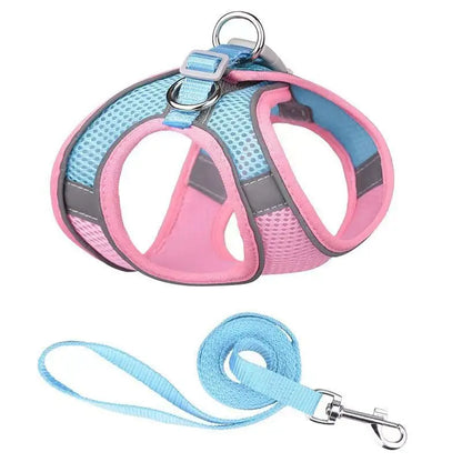 Dog Harness Leash Set for Small Dogs Adjustable Puppy Cat Harness Vest French Bulldog Chihuahua Pug Outdoor Walking Lead Leash