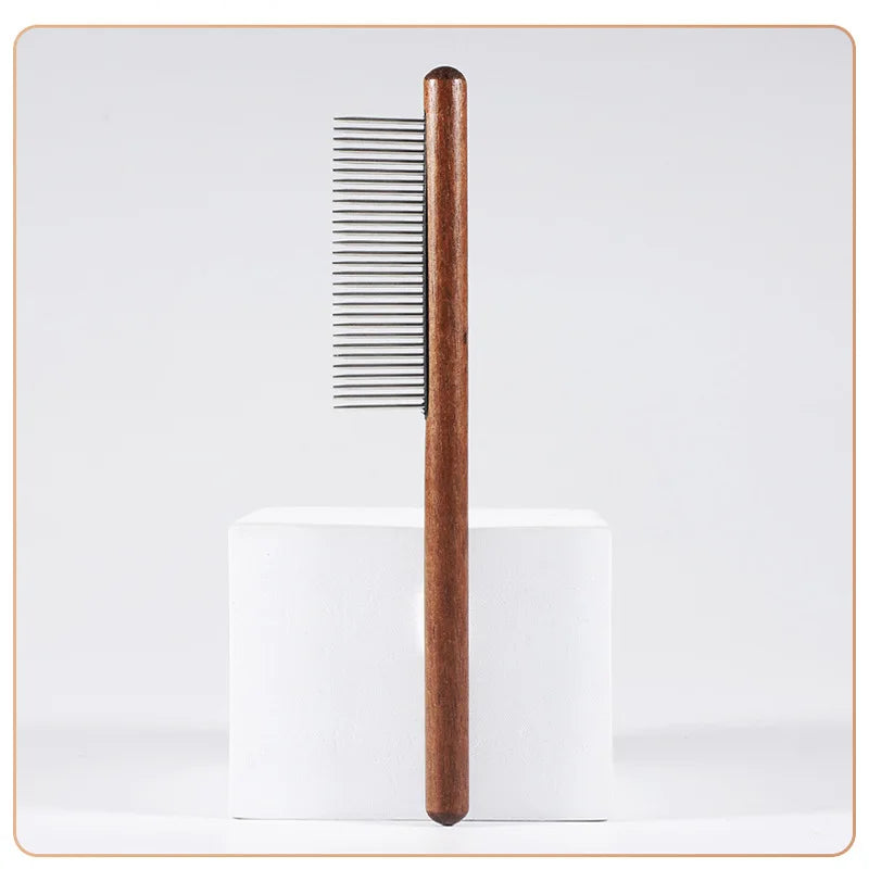 Cat Comb Stainless Steel Pet Hair Remover Wooden Handle Solid Cat Hair Comb Pet Grooming Dog Brush Cleaning Tool Pets Supplies