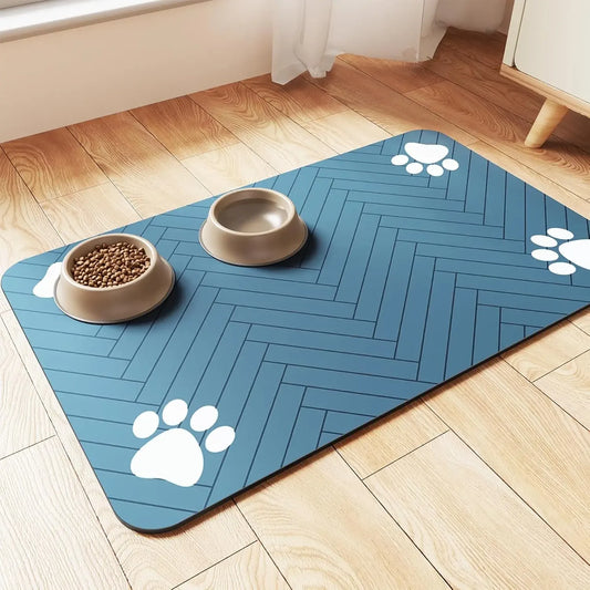 Dog Food Mat -Absorbent Dog Cat Mat for Food and Water Bowl, Quick Dry Dog Bowl Mat Dog Accessories-Dog Water Matt for Sloppy Drinkers