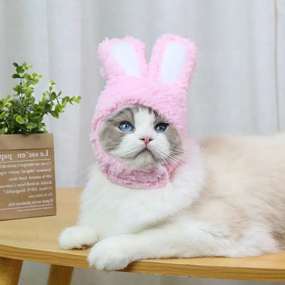 Funny Cat Headgear Cute Rabbit Ears Cap for Cats Warm Plush Pet Hat Christmas Cosplay Props PhotoProp Kitten Headwear Supplies