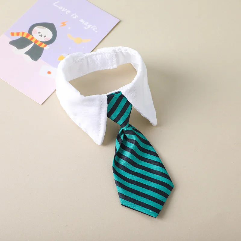 Fashion Dog Cat Grooming Cat Striped Bow Tie Animal Striped Bow Tie Collar Pet Adjustable Christmas Cat Collar Pet Collar