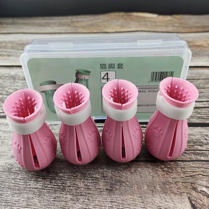 Cat Claw Protector Bath Anti-Scratch Cat Shoes For Cat Adjustable Pet Bath Wash Boots Cat Paw Nail Cover Pet Grooming Supplies