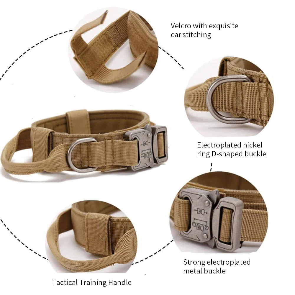 Durable Military Tactical Dog Collar German Shepard Medium Large Dog Collars For Walking Training Dog Collar Control Handle