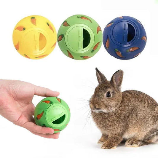 1Pcs Rabbit Treat Ball Pet Slow Feeder Interactive Bunny Toy Snack Toy Ball Bite Resistant Feeding Toys Ferret Kitty Hamster Toy