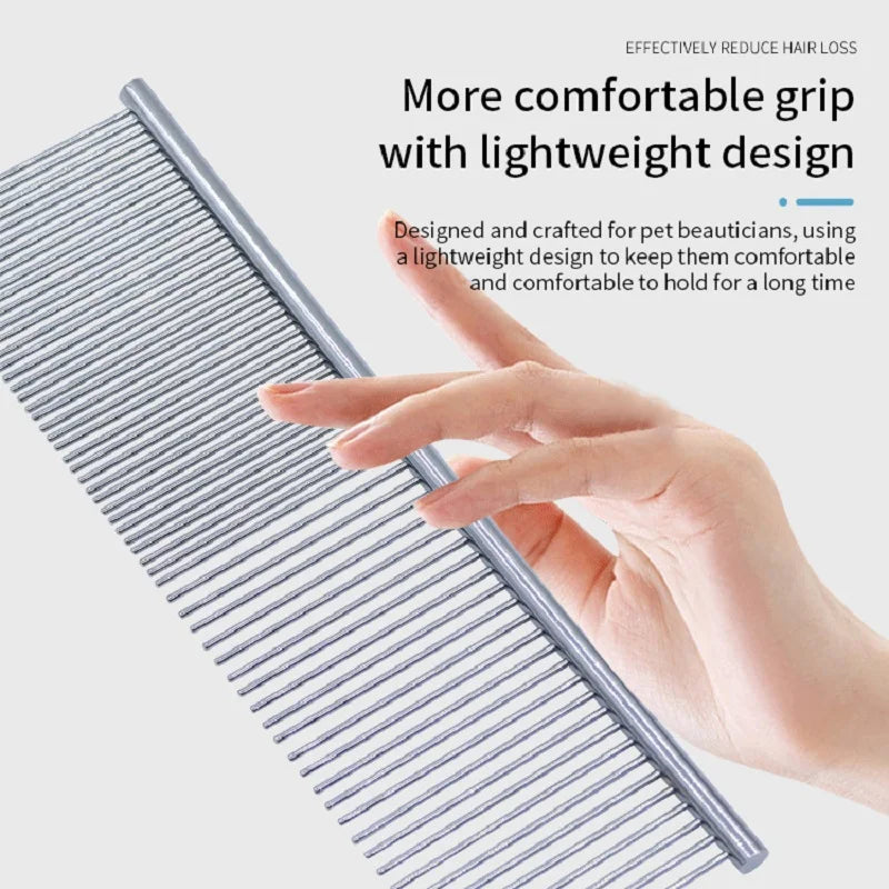 Pet Dematting Comb Stainless Steel Pet Grooming Comb for Dogs and Cats Gently Removes Loose Undercoat Flea Comb Pretty&Better