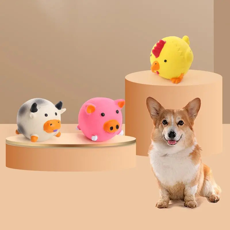Pet Dog Vocal Toy  Durable Dog Chew Toys Pigs Cows Chickens Tough Squeaky Dog Grinding Teeth Toys Pet Latex To Clean Teeth Toys