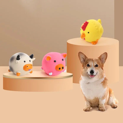Pet Dog Vocal Toy  Durable Dog Chew Toys Pigs Cows Chickens Tough Squeaky Dog Grinding Teeth Toys Pet Latex To Clean Teeth Toys