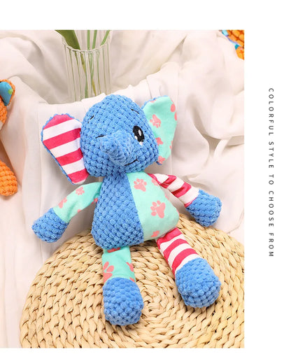 Pet Plush Toy Cat Dog Puzzle Toy Cute Animals Bite Resistant Interactive Squeaky Pet Dog Teeth Cleaning Chew Toy Pet Supplies