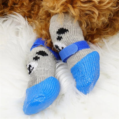 4pcs/lot Winter Warm Dog Socks Anti-Slip Rain Snow Boots Waterproof Puppy Chihuahua Dogs Shoes Booties for Small Large Dogs