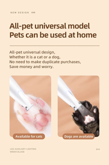 New Dog Paw Trimmer with LED Light Fully Waterproof Pet Hair Trimmer with LED Display Dog Clippers for Grooming 18mm Widen Blade