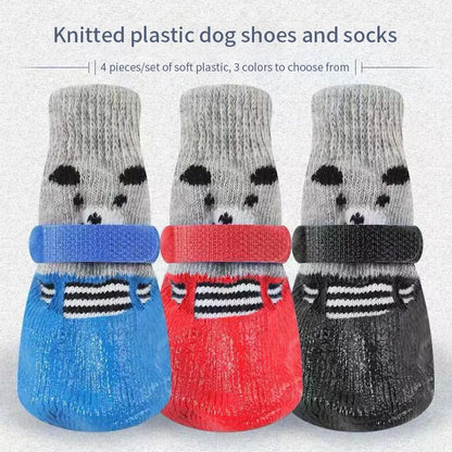 4pcs/lot Winter Warm Dog Socks Anti-Slip Rain Snow Boots Waterproof Puppy Chihuahua Dogs Shoes Booties for Small Large Dogs