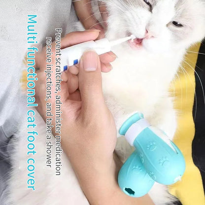 Cat Claw Protector Bath Anti-Scratch Cat Shoes For Cat Adjustable Pet Bath Wash Boots Cat Paw Nail Cover Pet Grooming Supplies