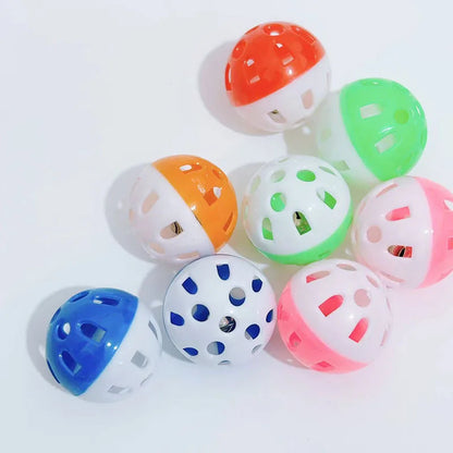 10pcs Pet Cat Toy Colorful Hollow Rolling Bell Ball Cat Toy Cat Chew Cage Fun Spherical Toys Pet Cat Supplies