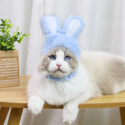 Funny Cat Headgear Cute Rabbit Ears Cap for Cats Warm Plush Pet Hat Christmas Cosplay Props PhotoProp Kitten Headwear Supplies