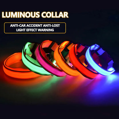 LED Dog Collar Dog Safety Night Light Flashing Necklace Fluorescent Collars Pet Supplies  collar LED lights up
