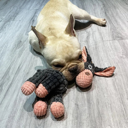 Fun Pet Toy Donkey Shape Corduroy Chew Toy For Dogs Puppy Squeaker Squeaky Plush Bone Molar Dog Toy Pet Training Dog Accessories