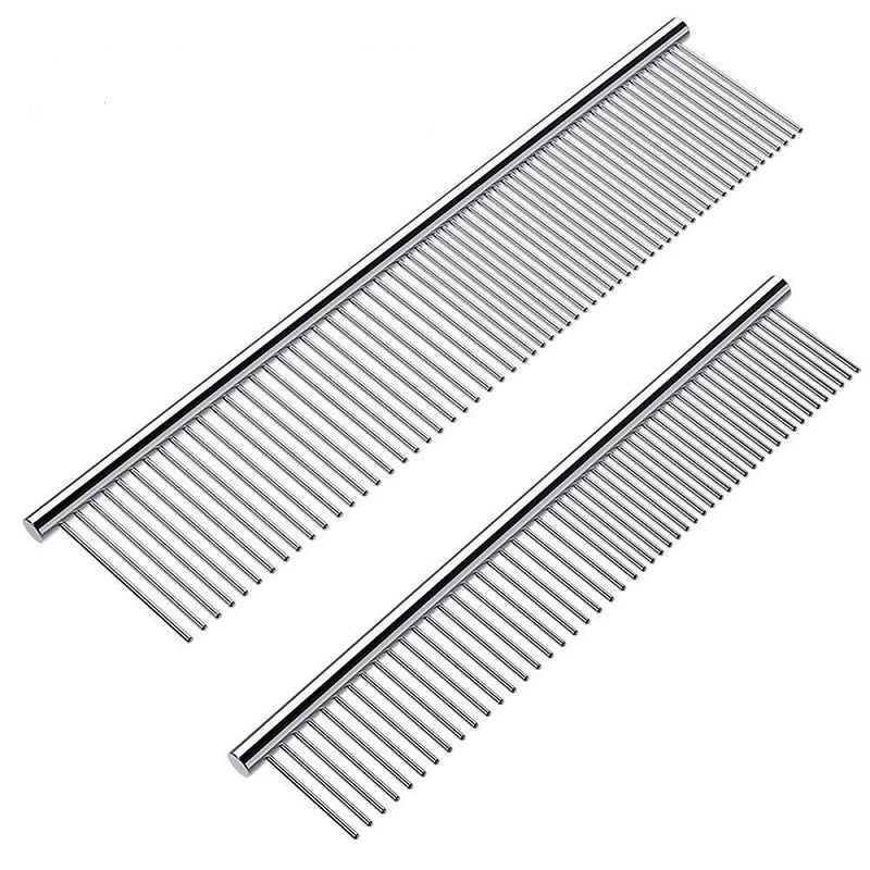 Pet Dematting Comb Stainless Steel Pet Grooming Comb for Dogs and Cats Gently Removes Loose Undercoat Flea Comb Pretty&Better