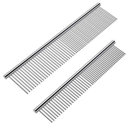 Pet Dematting Comb Stainless Steel Pet Grooming Comb for Dogs and Cats Gently Removes Loose Undercoat Flea Comb Pretty&Better