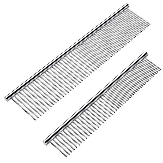 Pet Dematting Comb Stainless Steel Pet Grooming Comb for Dogs and Cats Gently Removes Loose Undercoat Flea Comb Pretty&Better