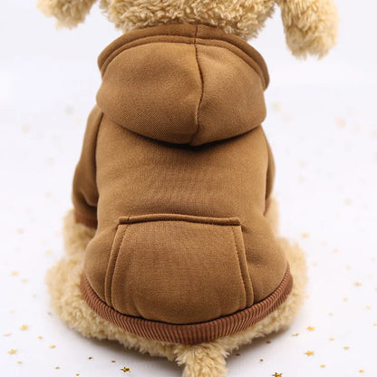 Puppy Pet Hooded Sweatshirt Autumn Winter Two-legged Pocket Cat Dog Clothes Soft Warm Dog Clothing