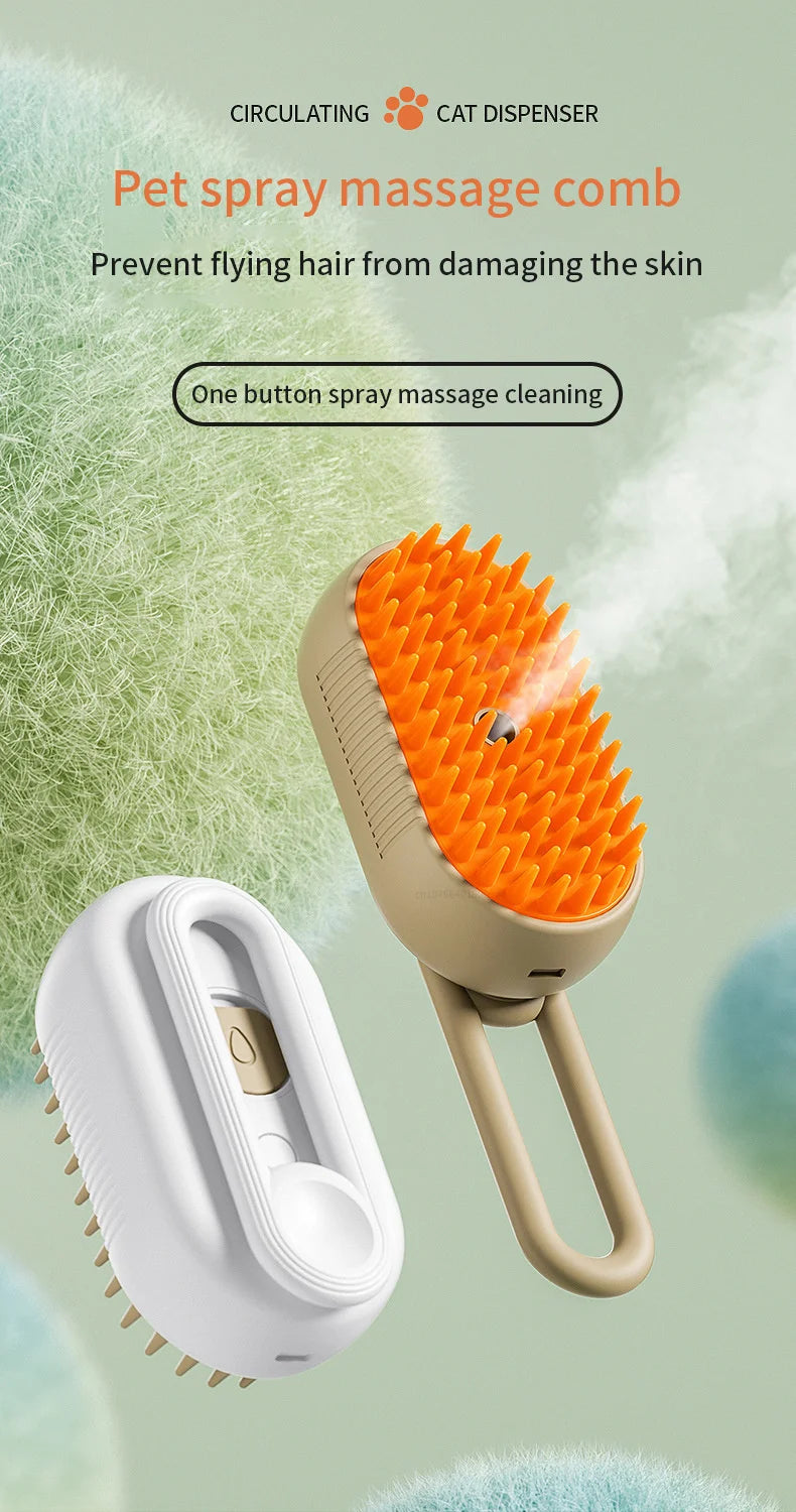 Pet Steam Brush Cat Dog Cleaning Steamy Spray Massage Beauty Comb 3 In 1 Hair Removal Grooming Supplies Pets Accessories