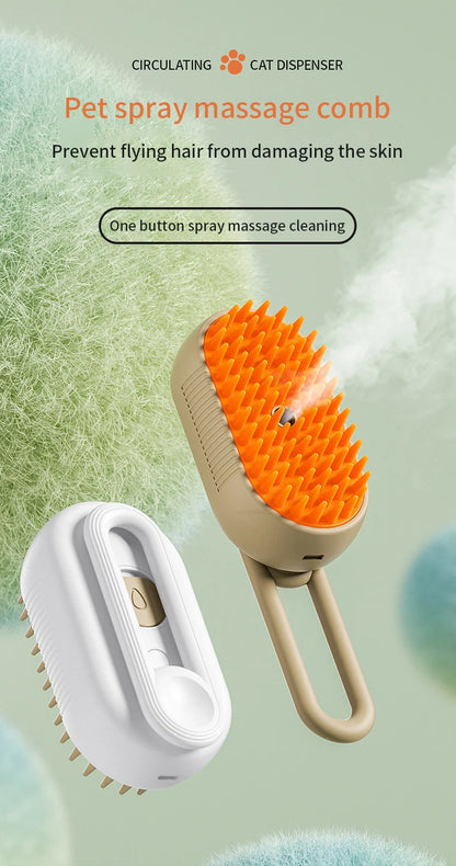 Pet Steam Brush Cat Dog Cleaning Steamy Spray Massage Beauty Comb 3 In 1 Hair Removal Grooming Supplies Pets Accessories
