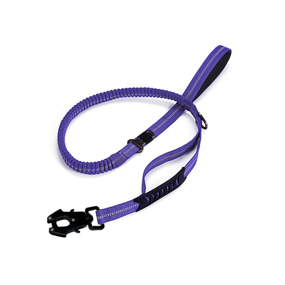Heavy Duty Tactical Bungee Dog Leash – No Pull Reflective Shock Absorbing Leash with Car Seatbelt for Large Dogs.