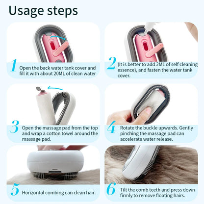 4 In 1 Pet Grooming Brush Cleaning Massage Remover Comb For Cat Dog General Supplies with Water Tank Pets Products Accessories