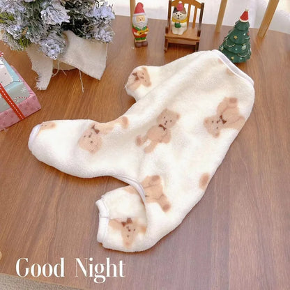 Pet Plush Jumpsuit Autumn Winter Medium Small Dog Clothes Warm Velvet Sweet Pajamas Kitten Puppy Cute Pullover Chihuahua Poodle