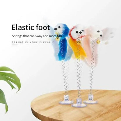Cartoon Pet Cat Toy Stick Feather Rod Mouse Toy with Mini Bell Cat Catcher Teaser Interactive Cat Toy Kitten игрушки для кошек