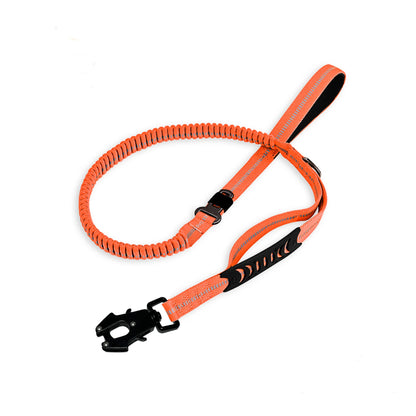 Heavy Duty Tactical Bungee Dog Leash – No Pull Reflective Shock Absorbing Leash with Car Seatbelt for Large Dogs.