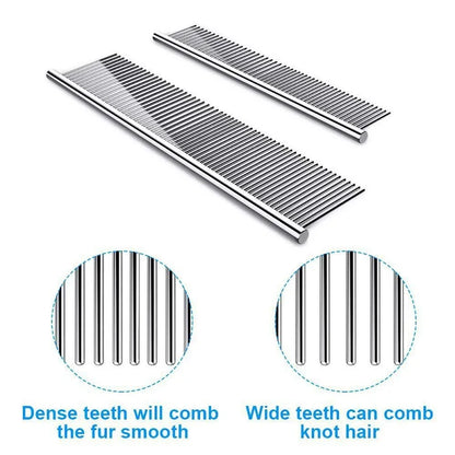Pet Dematting Comb Stainless Steel Pet Grooming Comb for Dogs and Cats Gently Removes Loose Undercoat Flea Comb Pretty&Better