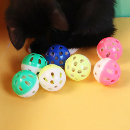 10pcs Pet Cat Toy Colorful Hollow Rolling Bell Ball Cat Toy Cat Chew Cage Fun Spherical Toys Pet Cat Supplies