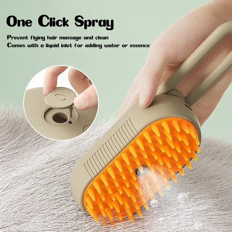 Rechargeable Steam Grooming Brush Steamy To Remove Loose Hair 3 in1 Electric Self Cleaning Spray Dog Brush Massage Pet Combs
